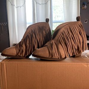 Suede fringe booties